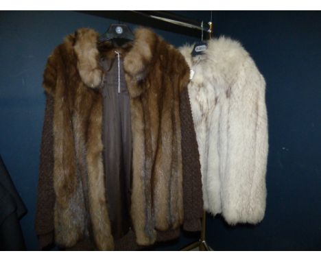 Ladies vintage light coloured fur coat & a fur cardigan coat by Birger Christensen, London