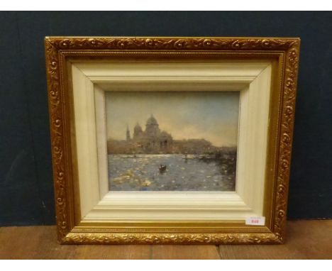 Oil on panel, an Impressionist painting, a view of Venice, by reflection, 19x24cm