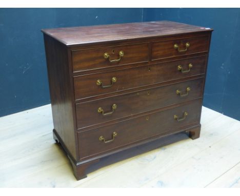 George III mahogany chest of 2 s and 3 long drawers on bracket feet 107W cm