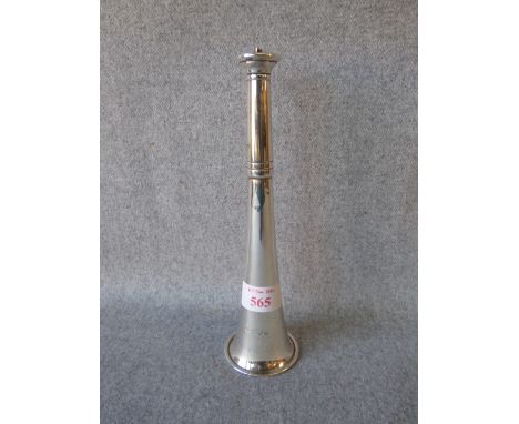 Hallmarked silver table light in form of hunting horn