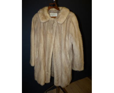 Ladies 3/4 length fur coat, light coloured, label Faulkes Edgbaston, Birmingham