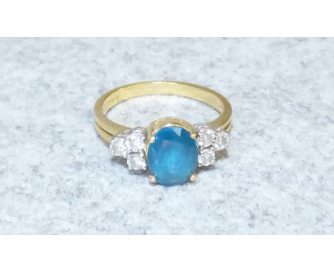 18ct gold sapphire & diamond ring size O 5g