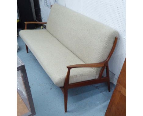 VINTAGE DANISH DESIGN SOFA, with later neutral upholstery, 170cm L.