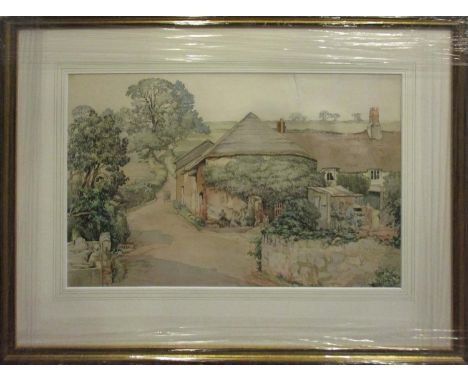 SYDNEY M LITTEN 'Landscape with farm', watercolour, 34cm x 48cm, framed and glazed.