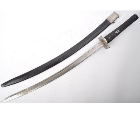 An original 20th Century Japanese style Katana Samurai sword. The sword having a flat pommel, black fabric wrapped grip with 