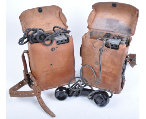 Two original WWII Second World War period US Army ' Signal Corps Telephone EE-8-B ' field telephones. Both housed in their or