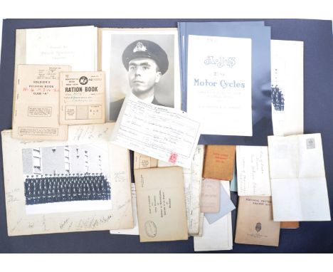 A collection of assorted WWI First World War and WWII Second World War related ephemera and photographs, to include; several 