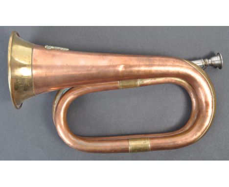 An original likely WWII Second World War era Indian Army Kumaon Regiment bugle. The military instrument of copper and brass c