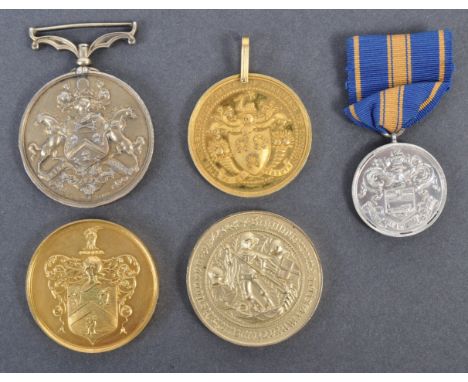 Collection of antique medallions - x5 vintage and antique medallions from London Livery companies comprising; The Worshipful 