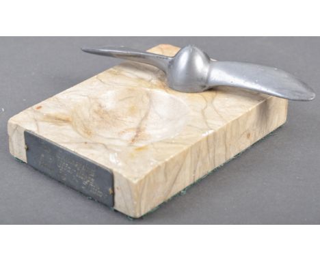 A rare original WWII Second World War period Third Reich German Air Force Luftwaffe related marble ashtray. The ashtray with 