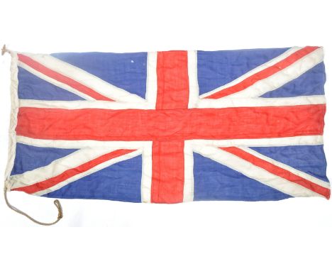 An original vintage WWII Second World War era British Union Flag / Jack. Typical form, in red, white and blue. Stitched linen