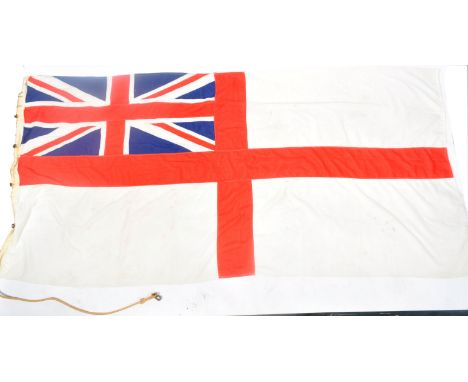 Of WWII Second World War Interest - an original large mid-20th century British Royal Navy issued White Ensign flag. Typical f
