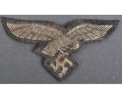 An original WWII Second World War Third Reich Nazi German Luftwaffe Officers uniform bullion thread cloth patch / badge. Blac