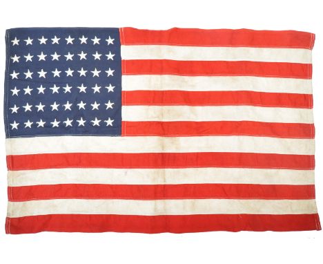 An original WWII Second World War period US Army 48-star American flag. Smaller sized, with 48 stars individually stitched. N