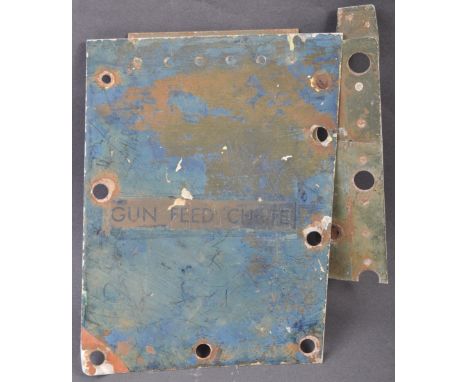 A WWII Second World War related section of aluminium panelling - possibly from a Spitfire or similar - labelled to the inner 