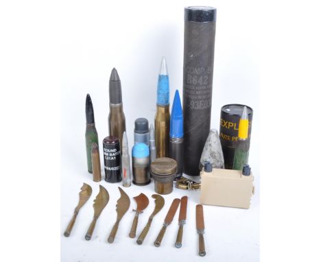 A large collection of assorted WWII Second World War and post war military related items to include a quantity of spent ammun