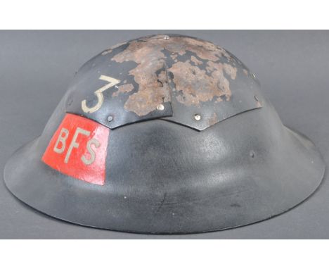 A rare original WWII Second World War local Bristol interest ' economy ' fibre helmet with notation for Bristol Fire Service 