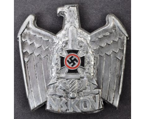 An original WWII Second World War Third Reich Nazi German Army related NSKOV ' Veteran's Badge '. The badge of light alloy co