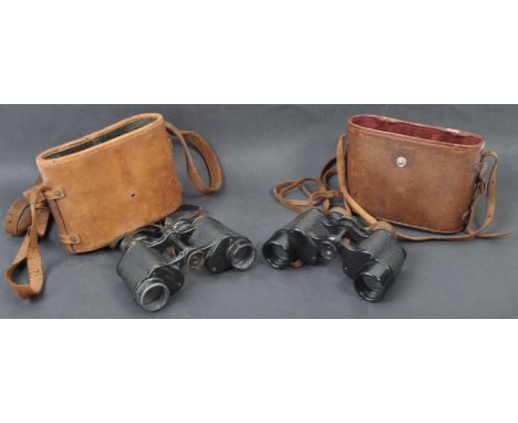 Two pairs of German binoculars - the first being WWII Second World War pair of Goerz of Berlin 8x30 ' Magon ' binoculars, com