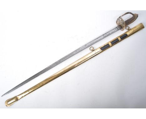 An original 19th Century antique British Cavalry Officers saber sword, likely 1845 pattern. The sword having a small nut to t