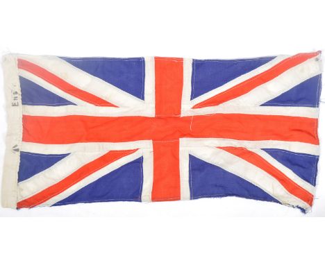 An original WWII Second World War British Army Union Flag / Jack. Typical stitched form in red, white and blue. Stamped to th