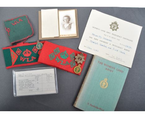 A collection of original WWII Second World War Women's Land Army items - all relating to the same person - one Miss Mary Ethe