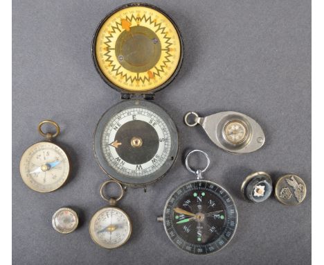 A collection of vintage 20th century WWII Second World War period and later miniature compasses, to include; a Japanese made 
