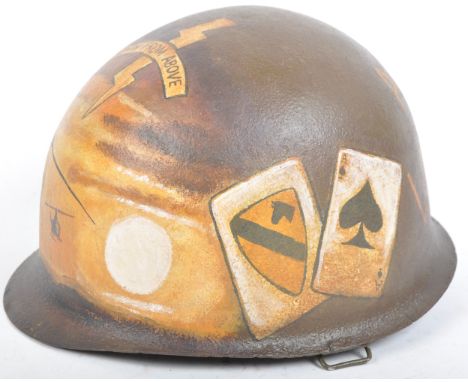 Vietnam War interest - a 20th Century US United States Army M1 helmet with post war memorial paintwork. The helmet having ' 1