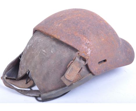 A WWI First World War interest Army Gaede Group type prototype helmet. Heavy steel plate construction with nose guard to the 