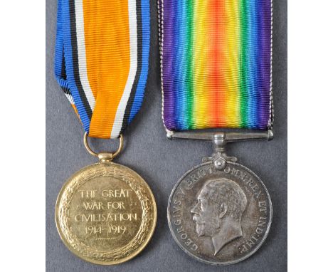 A WWI First World War medal pair for one 534627 Sapper F.R Harding of the Royal Engineers. Comprising his Victory Medal and W