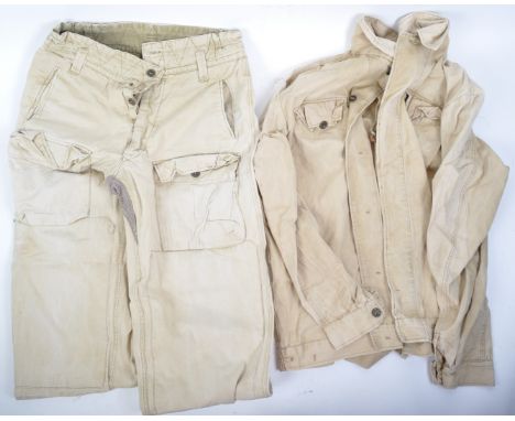 A vintage circa 1979 USSR Soviet Russian Union KGB Special Operations desert combat uniform jacket and trousers. The sand / d