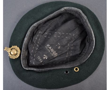 An original post-WWII Second World War 1954 dated Royal Marines uniform beret. Green, with makers marks to interior for Kango