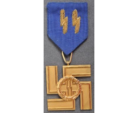 A WWII Second World War type Third Reich Nazi German SS Long Service (25 Years) award medal. ' Fur Treue Dienst In Der SS ' t