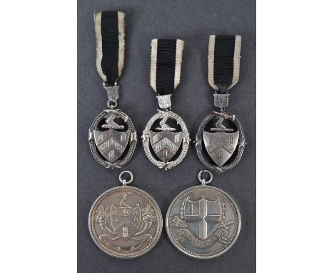 Collection of antique medallions - a collection of x5 vintage hallmarked silver medals / medallion for The Worshipful Company