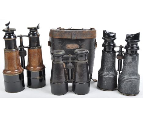 A collection of x3 original WWI First World War period antique binoculars, to include; a pair marked ' Army &amp; Navy ,' a R