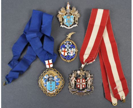 Collection of antique medallions - collection of x4 hallmarked medal medallions from an assortment of London Livery companies