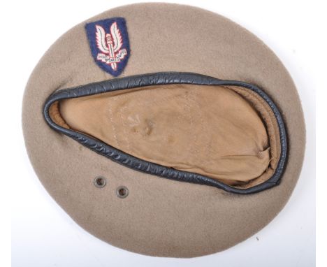 WWII Second World War Interest; a vintage British Army sand / green uniform beret, believed to be by Kangol Limited but maker