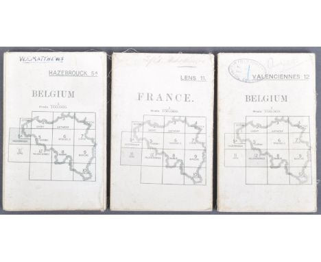 A collection of x3 original WWI First World War period British Army used maps of France and Belgium. Comprising:First World W