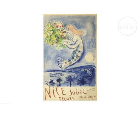Lithograph on paper. Signed ‘Marc Chagall/1962’ in the lower right corner. Éditions Commissariat général au tourisme Français