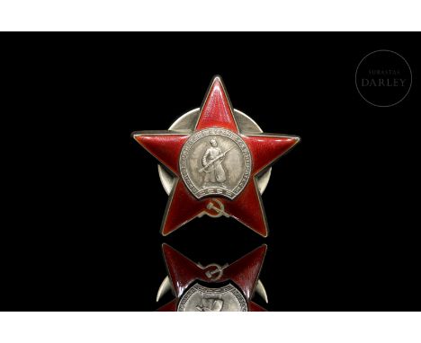 Five-pointed star, made of silver and covered with ruby-red enamel. The Order of the Red Star was a decoration of the Soviet 