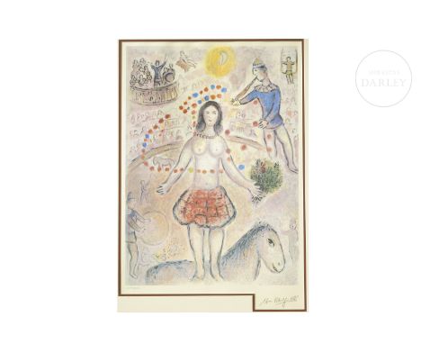 Print on paper. Signed ‘Marc Chagall’ in the lower right corner. Numbered I18/500 in the lower left corner.Size of plate: 65.