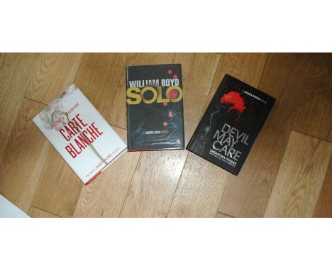 First Edition Novels and Poster Three continuation novels by three seperate authors - Sebastian Faulks, Jeffrey Deaver and Wi