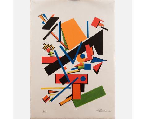 Kasimir Malewitsch ( 1879-1935)-Graphic, Suprematist construction, lithograph on paper, numbered 4/100, on the reverse certif