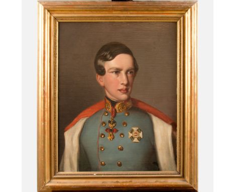 Anton Einsle (1801-1871)-attributed, Portrait of the young Emperor Franz Joseph (1830-1916), in infantry uniform and original