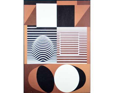 Victor Vasarely (1906-1997) – Graphic, Composition colour art print on paper, hand  signed an numbered 15/150 , framed under 