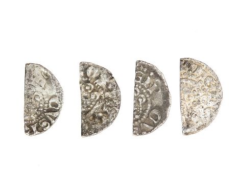 Medieval, four silver hammered cut halfpennies of Henry III (1216-1272). All class 3, the first: moneyer Walter at London ([.