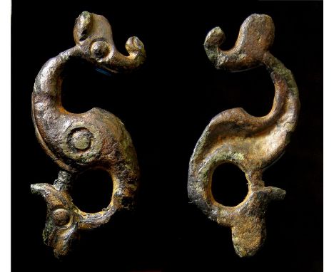 Earlier Roman, copper-alloy zoomorphic plate brooch of the 'Dragonesque' type dating c. AD 75-175. A quintessentially British