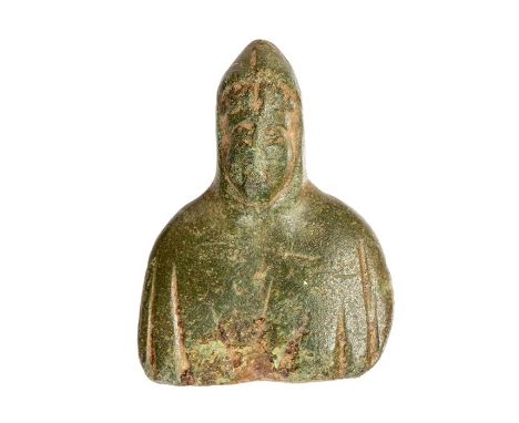 Roman, incomplete cast copper-alloy anthropomorphic figurine of probable first or second century date. Only about half the fi