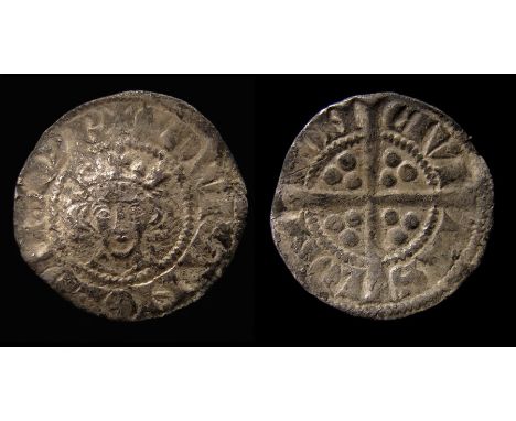 Medieval, a silver penny of Edward I (1272-1307) dating to c. 1280. Class 3d, mint of London. Obverse: +EDW R ANGL DNS hyB, c