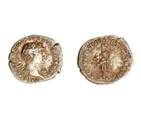 Roman, a silver denarius struck for Trajan (AD 98-117) dating to c. AD 103-111. Obverse: IMP TRAIANO AVG GER DAC PM TR P , la